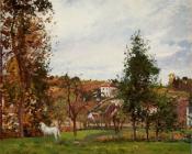 卡米耶毕沙罗 - Landscape with a White Horse in a Meadow, L'Hermitage